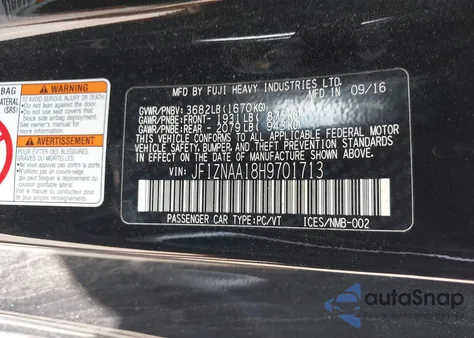 2017 Toyota 86 from USA, damaged, VIN JF1ZNAA18H9701713